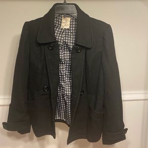 Tulle- black wool pea coat! Size LARGE